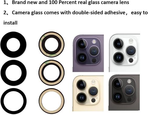 بديل زجاجي للكاميرا الخلفية من EGEN لهاتف iPhone 14 Pro Max و14 Pro مع لاصق مثبت مسبقًا + أدوات إصلاح in Kuwait