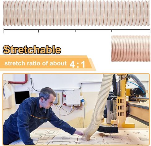 Flexible PU Dust Collection Hose with Stainless Steel Hose Clamps Clear Vacuum Hose Dust Collection Fittings Dust Collector Accessories for Woodworking (2.5 Inch, 10 ft) in Saudi Arabia