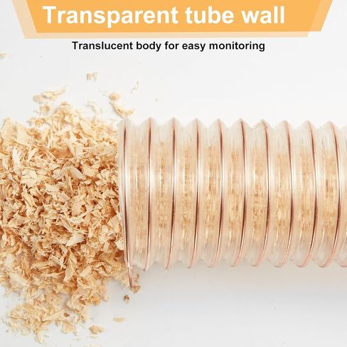 Flexible PU Dust Collection Hose with Stainless Steel Hose Clamps Clear Vacuum Hose Dust Collection Fittings Dust Collector Accessories for Woodworking (2.5 Inch, 10 ft) in Saudi Arabia