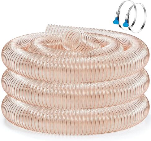 Flexible PU Dust Collection Hose with Stainless Steel Hose Clamps Clear Vacuum Hose Dust Collection Fittings Dust Collector Accessories for Woodworking (2.5 Inch, 10 ft) in Saudi Arabia
