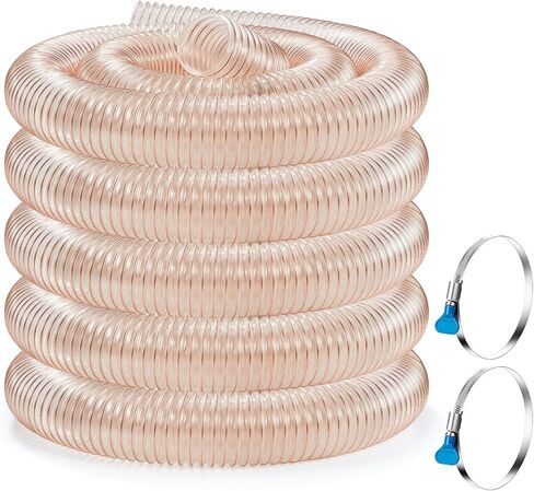 Flexible PU Dust Collection Hose with Stainless Steel Hose Clamps Clear Vacuum Hose Dust Collection Fittings Dust Collector Accessories for Woodworking (2.5 Inch, 10 ft) in Saudi Arabia