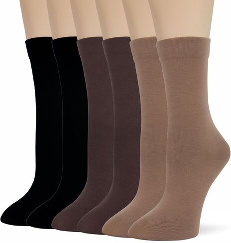 Bzoinien Thin Crew Socks for Women, Soft Cotton High Calf Boot Sock, Ladies Tall Socks Long Sock for Trouser, Dress, Business in Saudi Arabia
