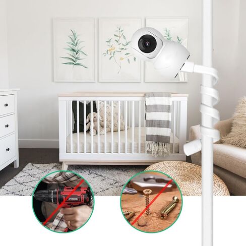 حامل شاشة الأطفال من HelloBaby، حامل حامل شاشة الطفل لحامل حضانة الأطفال ولا يوجد حفر، حامل رف مراقبة الطفل متوافق مع معظم شاشات الأطفال in Kuwait