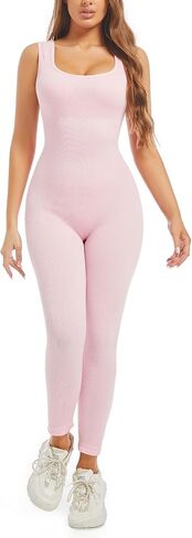 Sliot Unitard Jumpsuits for Women Tummy Control Long Bodysuits for Women Full Length Yoga Full Body Suit Compression Jumpsuit in Saudi Arabia