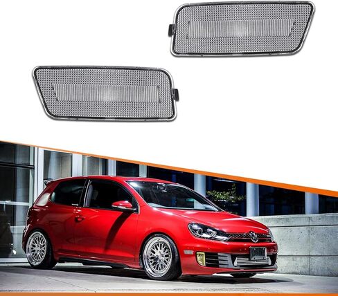 ADIIL Smoked Lens Amber Full LED Side Marker Lights Front Bumper Sidemarker Lamps Reflectors Compatible with 2010-2014 Volkswagen MK6 GTI in Kuwait