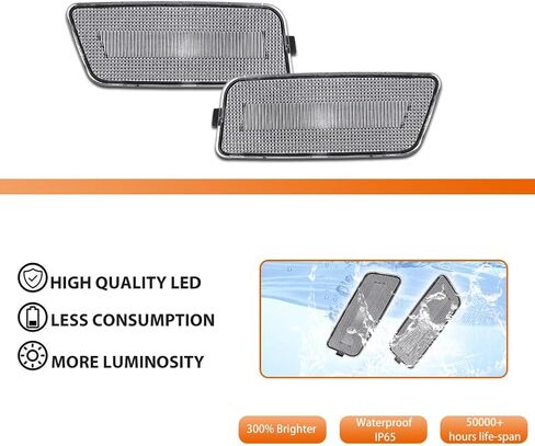 ADIIL Smoked Lens Amber Full LED Side Marker Lights Front Bumper Sidemarker Lamps Reflectors Compatible with 2010-2014 Volkswagen MK6 GTI in Kuwait