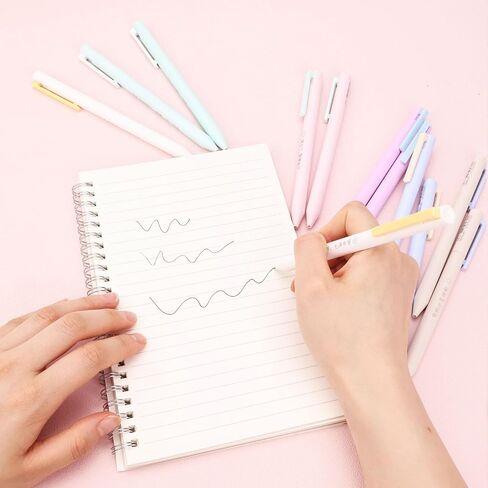 ITAWIXS 12pcs Aesthetic Retractable Gel Pens, 0.5mm Black Ink Fine Point Pens, Smooth Writing Pens, No Bleed & Smear, Cute School Office Supplies for Journaling Note Taking in Kuwait