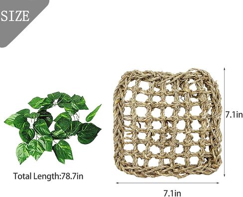 Bird Seagrass Mat, Parrot Natural Seagrass Woven Net Parakeet Climbing Rope Chew Toys Hideout Shed Sheltering for Lovebird Cockatiel Conure Budgie in Saudi Arabia
