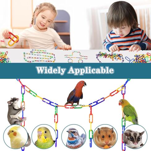 وصلات سلسلة بلاستيكية للطيور، 200 قطعة من خطافات C-Clips، وصلات سلسلة DIY C-Clips، سلاسل خطافات، طائرات شراعية سكرية، تسلق قفص أرجوحة للببغاء، الطيور، الفئران، C-Links، ألعاب تعليمية للأطفال، ألعاب العد in Kuwait