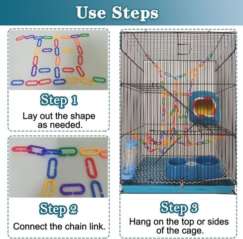 وصلات سلسلة بلاستيكية للطيور، 200 قطعة من خطافات C-Clips، وصلات سلسلة DIY C-Clips، سلاسل خطافات، طائرات شراعية سكرية، تسلق قفص أرجوحة للببغاء، الطيور، الفئران، C-Links، ألعاب تعليمية للأطفال، ألعاب العد in Kuwait