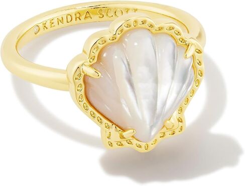 Kendra Scott, Womens, Brynne Shell Band Ring, Gold Ivory Mother Of Pearl, 7 in Saudi Arabia