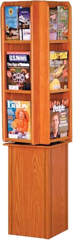 Wooden Mallet Divulge Spinning Floor Display with 12 Magazine/24 Brochure Pockets, Mahogany in Saudi Arabia