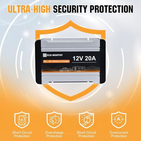 شاحن صديق للبيئة 12 فولت 20 أمبير تيار مستمر إلى تيار مستمر مع وحدة تحكم شحن بالطاقة الشمسية مدمجة، شاحن بطارية 2 في 1 على اللوحة مع جل بطارية ليثيوم MPPT LiFePO4 AGM، شحن متعدد المراحل لمولد اللوحة الشمسية in Kuwait