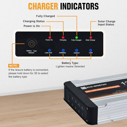 شاحن صديق للبيئة 12 فولت 20 أمبير تيار مستمر إلى تيار مستمر مع وحدة تحكم شحن بالطاقة الشمسية مدمجة، شاحن بطارية 2 في 1 على اللوحة مع جل بطارية ليثيوم MPPT LiFePO4 AGM، شحن متعدد المراحل لمولد اللوحة الشمسية in Kuwait