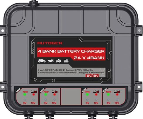 AUTOGEN شاحن بطاريات بحري 4 بنوك، 8 أمبير (2 أمبير لكل بنك) شاحن ذكي للبطارية، شاحن بطارية 6 فولت و12 فولت وحافظ البطارية in Kuwait