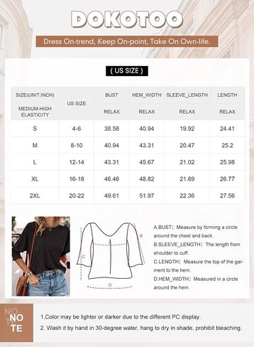 Dokotoo المرأة 2024 بلوزات الموضة 3/4 كم تي شيرت لطيف Crewneck الأساسية الأعمال المحملات البلوزات in Kuwait