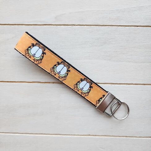Handmade ginger cat wristlet, Julie Ng Studio handmade, cartoon orange cat, anime keychain key fob in Saudi Arabia