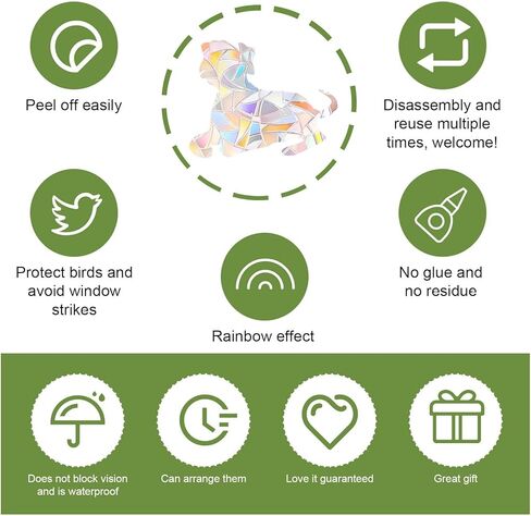 4 Sheets Anti Collision Window Clings, Window Decals to Prevent Bird Strikes Prism Pattern Window Stickers for Birds Alert Stickers to Protect Wild Birds Against Glass (Clouds) in Kuwait