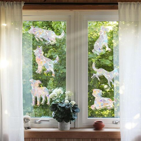 4 Sheets Anti Collision Window Clings, Window Decals to Prevent Bird Strikes Prism Pattern Window Stickers for Birds Alert Stickers to Protect Wild Birds Against Glass (Clouds) in Kuwait