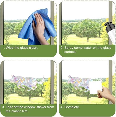 4 Sheets Anti Collision Window Clings, Window Decals to Prevent Bird Strikes Prism Pattern Window Stickers for Birds Alert Stickers to Protect Wild Birds Against Glass (Clouds) in Kuwait