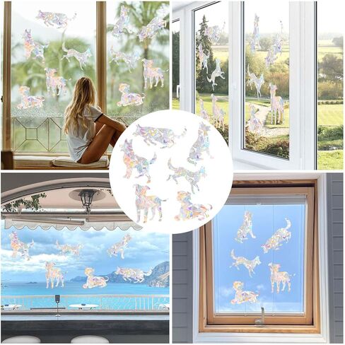 4 Sheets Anti Collision Window Clings, Window Decals to Prevent Bird Strikes Prism Pattern Window Stickers for Birds Alert Stickers to Protect Wild Birds Against Glass (Clouds) in Kuwait