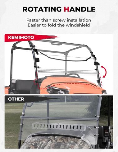 KEMIMOTO ترقية نافذة أمامية كاملة للزجاج الأمامي الشفاف للكمبيوتر الشخصي متوافقة مع Kubota RTV 400 500 520 نافذة مقاومة للخدش ومقاومة للانحناء in Saudi Arabia