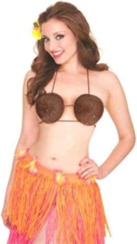 Amscan Real Brown Coconut Bra - One Size Fits Most (Pack of 6) - Fun & Tropical Novelty Accessory in Saudi Arabia