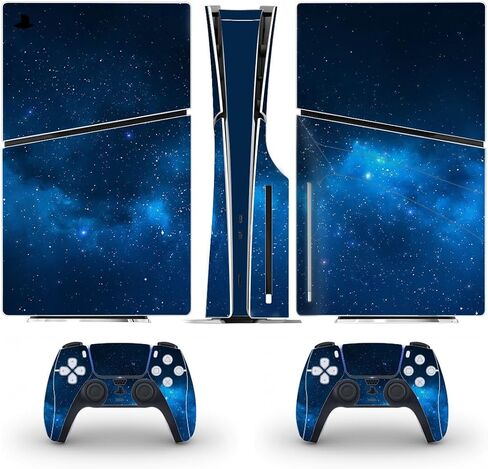 Full Body Vinyl Skin Sticker Decal Cover for PS5 Slim Console and Two Controllers Disc Edition - Blue Space in Saudi Arabia