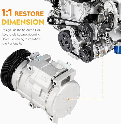 Air Conditioning Compressor & A/C Clutch for Toyota Sienna 3.3L 2004 2005 2006, Sienna 3.5L 2007, 1010854 1110854 97310 C1349R 275555 TEM255485 in Saudi Arabia