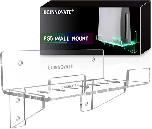 حامل حائط أكريليك من UCINNOVATE متوافق مع جهاز Playstation 5 (القرص والإصدار الرقمي)، طقم تثبيت على الحائط مع ضوء Dreamcolor لجهاز PS5، ملحق لوحدة تحكم ألعاب PS5 in Kuwait