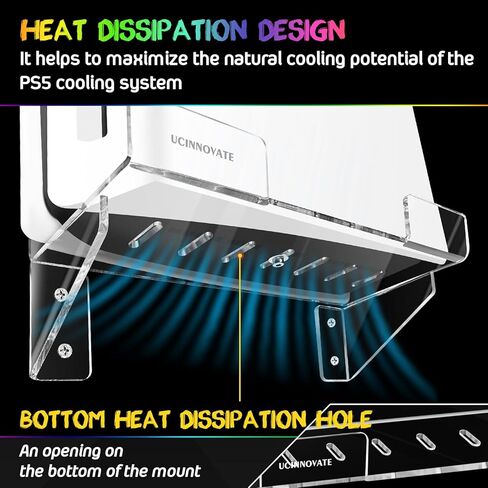 حامل حائط أكريليك من UCINNOVATE متوافق مع جهاز Playstation 5 (القرص والإصدار الرقمي)، طقم تثبيت على الحائط مع ضوء Dreamcolor لجهاز PS5، ملحق لوحدة تحكم ألعاب PS5 in Kuwait