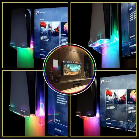 حامل حائط أكريليك من UCINNOVATE متوافق مع جهاز Playstation 5 (القرص والإصدار الرقمي)، طقم تثبيت على الحائط مع ضوء Dreamcolor لجهاز PS5، ملحق لوحدة تحكم ألعاب PS5 in Kuwait