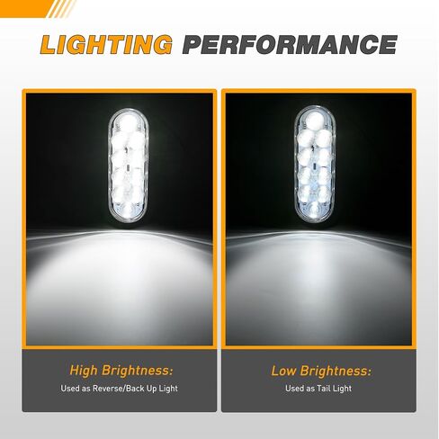GOOACC 6 بوصة ضوء ذيل مقطورة بيضاوي 4 قطع 10 LED أبيض أحمر إيقاف إشارات الانعطاف أضواء عكسية مع مقابس حلقات تثبيت على السطح IP67 مقاومة للماء لجرار شاحنة مقطورة RV، ضمان لمدة عامين in Saudi Arabia