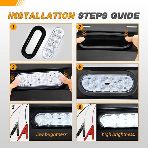 GOOACC 6 بوصة ضوء ذيل مقطورة بيضاوي 4 قطع 10 LED أبيض أحمر إيقاف إشارات الانعطاف أضواء عكسية مع مقابس حلقات تثبيت على السطح IP67 مقاومة للماء لجرار شاحنة مقطورة RV، ضمان لمدة عامين in Saudi Arabia