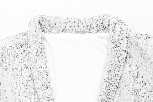 utcoco Women Sequin Blazer Casual Long Sleeve Open Front Sparkle Blazer Jacket (Small, Silver) in Kuwait