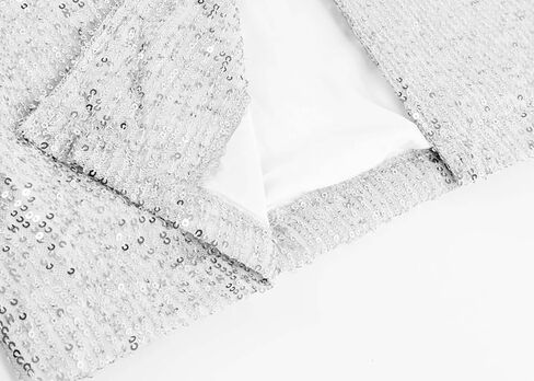 utcoco Women Sequin Blazer Casual Long Sleeve Open Front Sparkle Blazer Jacket (Small, Silver) in Kuwait