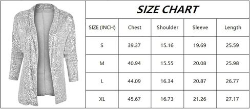 utcoco Women Sequin Blazer Casual Long Sleeve Open Front Sparkle Blazer Jacket (Small, Silver) in Kuwait