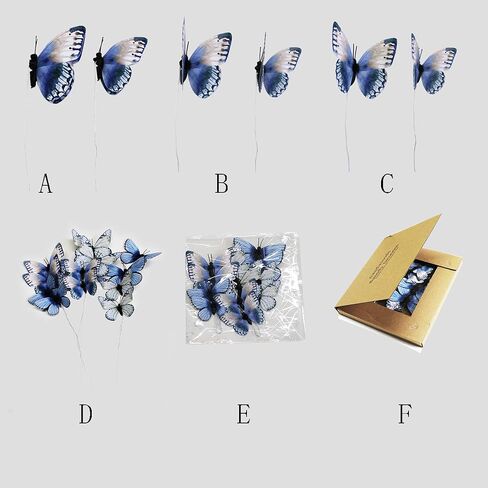 naudassods 12 حزمة زينة الفراشة، DIY 3D فراشة حصص ديكور، 2 أحجام من زخرفة الفراشة للمنزل وهمية زهرة الزهور لوازم الشاي حفل زفاف عيد الفصح عيد الميلاد الربيع الخريف. (الأزرق 1) in Kuwait