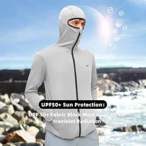 OHGOLF Men's UPF 50+ UV Full Zip Sun Protection Jacket Hoodie with Pockets Lightweight Hiking Cooling Shirts SMC3M202A in Saudi Arabia
