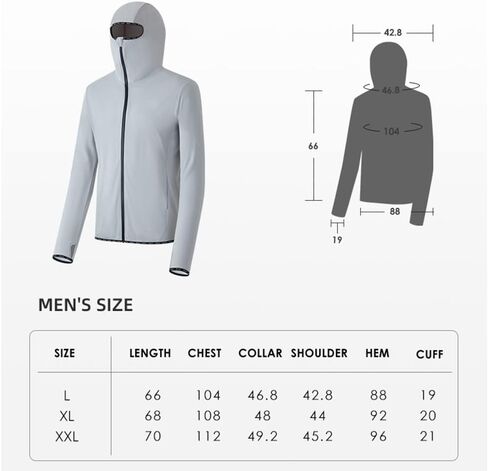 OHGOLF Men's UPF 50+ UV Full Zip Sun Protection Jacket Hoodie with Pockets Lightweight Hiking Cooling Shirts SMC3M202A in Saudi Arabia