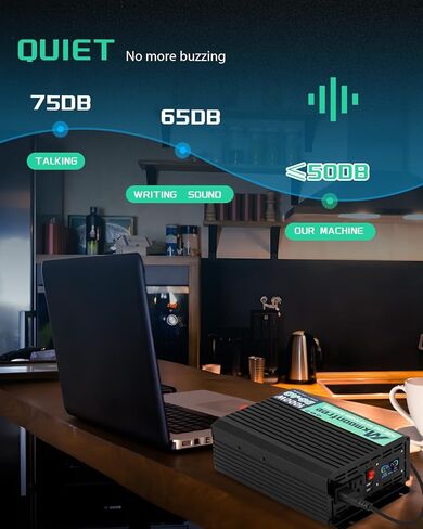 عاكس موجة جيبية نقية 1000 واط من Mxmoonfree 12 فولت تيار مستمر إلى 110/120 فولت تيار متردد مع جهاز تحكم عن بعد، شاشة LCD، 2 منفذ USB، 2 منافذ تيار متردد لنظام RV خارج الشبكة للسيارة الشمسية، معتمد من لجنة الاتصالات الفيدرالية (FCC) ROHS in Kuwait