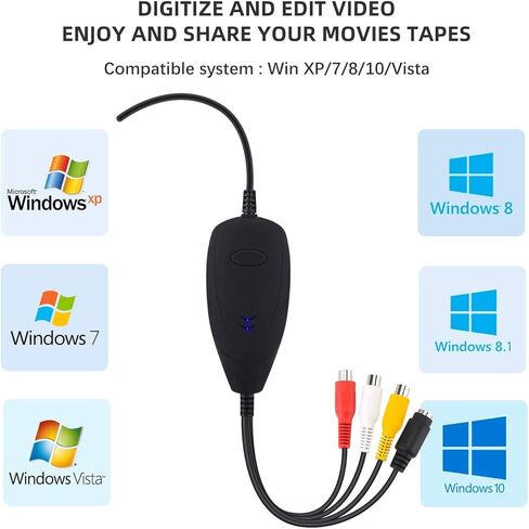 بطاقة التقاط، أجهزة بطاقة التقاط فيديو USB، محول VCR VHS TV إلى DVD، تحرير ورقمنة الفيديو التناظري لنظام التشغيل Windows فقط in Kuwait