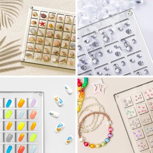 Yopih Clear Magnetic Seashell Display Box - 36 Grids, Acrylic Decorative Seashell Storage Box for Seashell, Bead, Nail, Jewelry, DIY Crafts in Kuwait