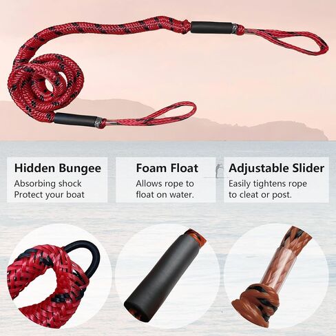 7FT Boat Bungee Dock Line,Mooring Rope,Marine Anchor Line Boat Supplies Accessory for Docking Pontoon Boat,Seadoo,Bass Boat,Jet Ski,Kayak,Watercraft,Yamaha WaveRunner,Dinghy,Fishing Boat (Black) in Saudi Arabia
