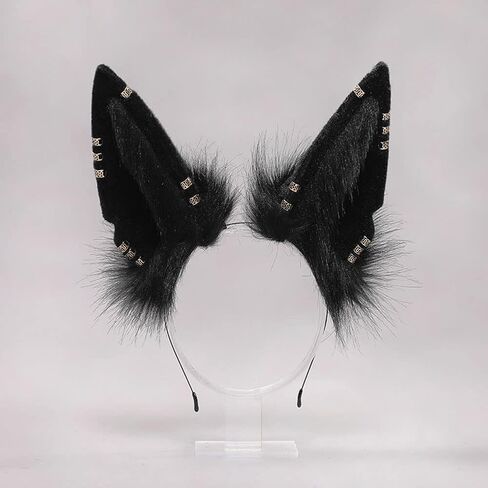 Furry Wolf Ears Headband Animal Cosplay Headwear Fox Ears Hair Hoop Halloween Party Headpiece in Saudi Arabia