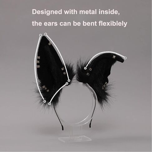 Furry Wolf Ears Headband Animal Cosplay Headwear Fox Ears Hair Hoop Halloween Party Headpiece in Saudi Arabia