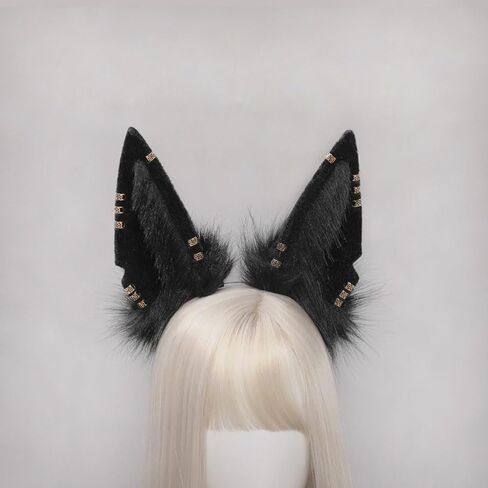 Furry Wolf Ears Headband Animal Cosplay Headwear Fox Ears Hair Hoop Halloween Party Headpiece in Saudi Arabia
