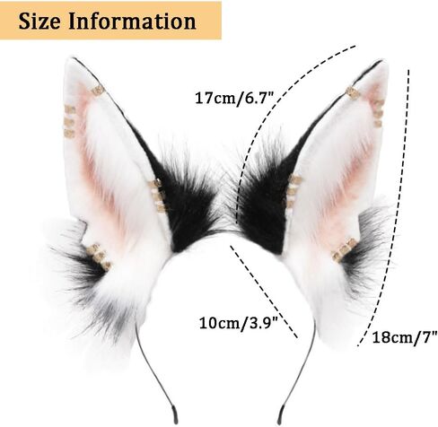 Furry Wolf Ears Headband Animal Cosplay Headwear Fox Ears Hair Hoop Halloween Party Headpiece in Saudi Arabia