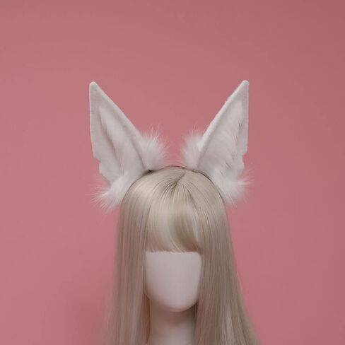 Furry Wolf Ears Headband Animal Cosplay Headwear Fox Ears Hair Hoop Halloween Party Headpiece in Saudi Arabia