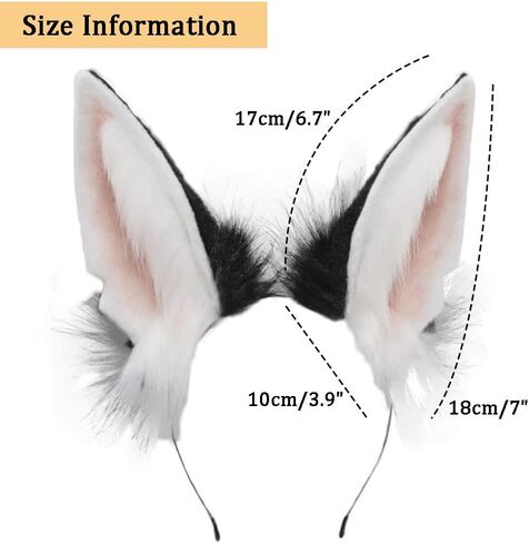 Furry Wolf Ears Headband Animal Cosplay Headwear Fox Ears Hair Hoop Halloween Party Headpiece in Saudi Arabia
